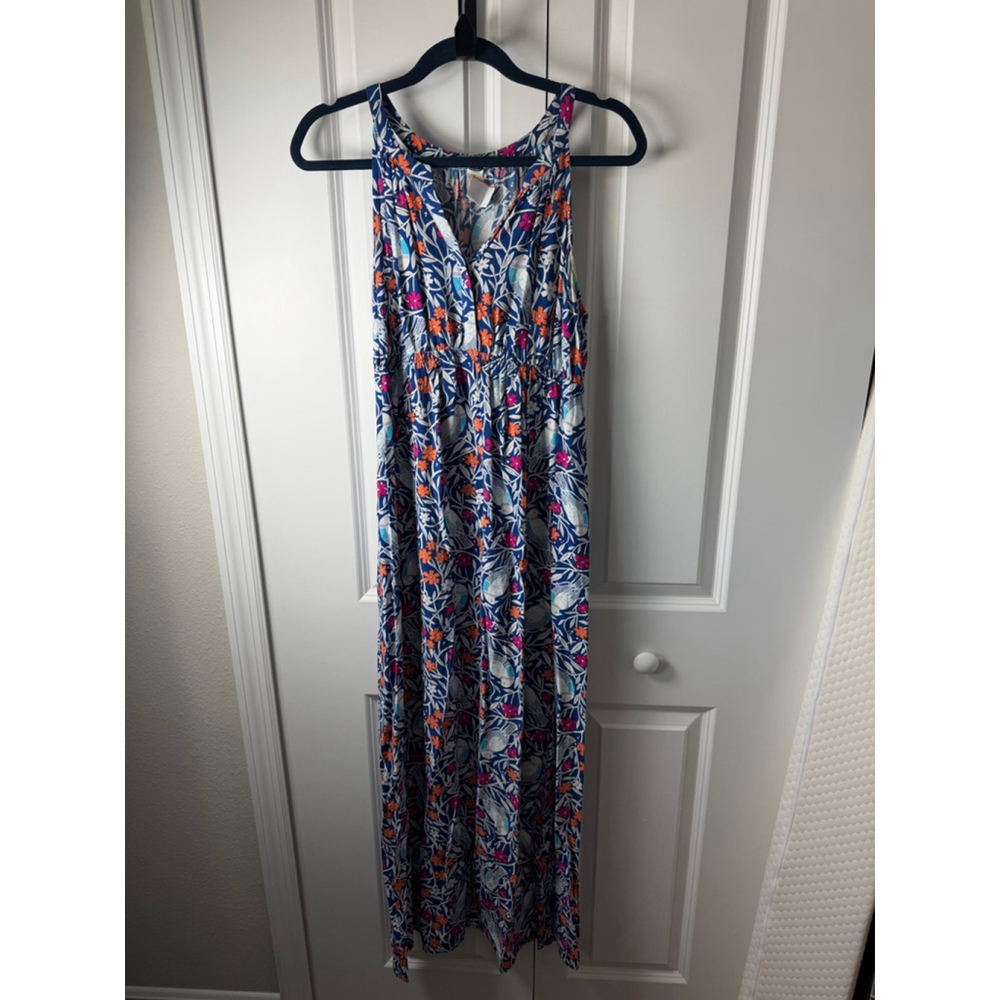 Old Navy Maternity Maxi Dress M Blue Orange Floral